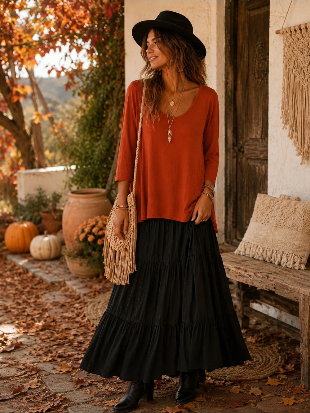 Burnt Orange Scoop Neck Tunic